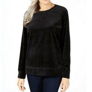Karen Scott Velour Sweatshirt Black Size XL